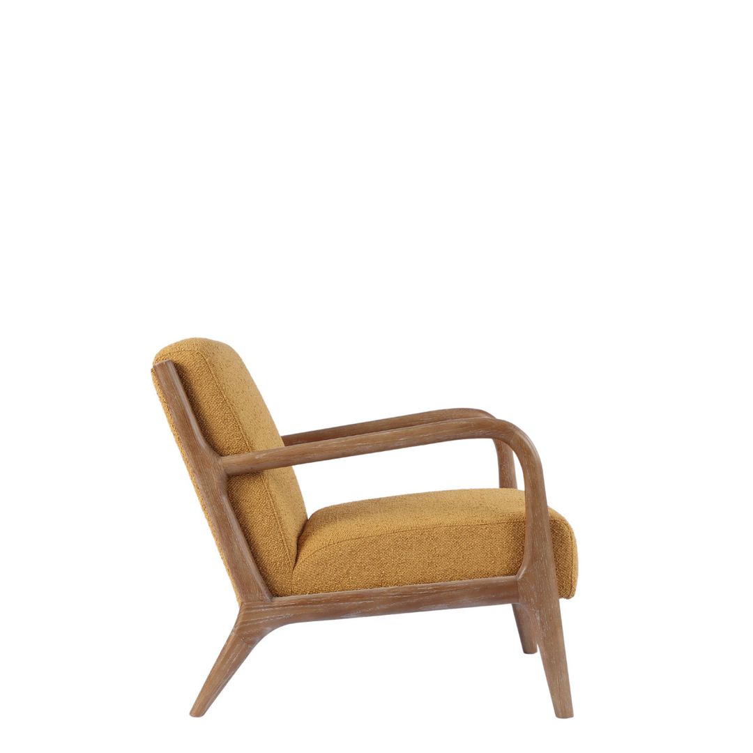 LUCA OCCASIONAL CHAIR FABRIC GOLD WITH WASHED OAK FRAME image 1